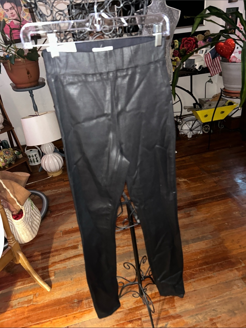 L'AGENCE Black Faux Leather Kids Leggings